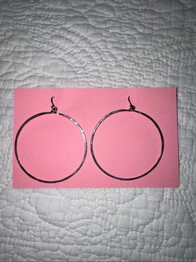 Silver Hoop Earrings - Classic Large Circle Design